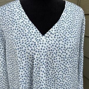 Youtalia, long sleeve, V-neck floral, blouse/tunic, women's size L